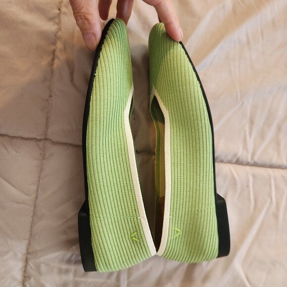 VIVAIA Margot square toe v-cut lime green flats shoes - Picture 6 of 10